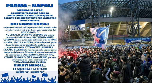 Parma-Napoli, comunicato Curva A e B: Facciamo una richiesta a tutti i tifosi al Tardini | FOTO