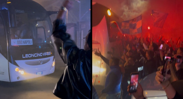 Arrivo SSC Napoli a Capodichino: migliaia di tifosi in delirio, bus tra due ali di folla e corteo di scooter! | VIDEO