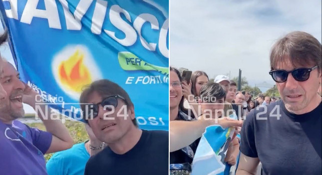 Conte coi tifosi a Castel Volturno firma anche la bandiera 'Gaviscon' | VIDEO CN24