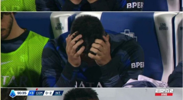 Lautaro Martinez non trattiene le lacrime nel finale di Como-Inter