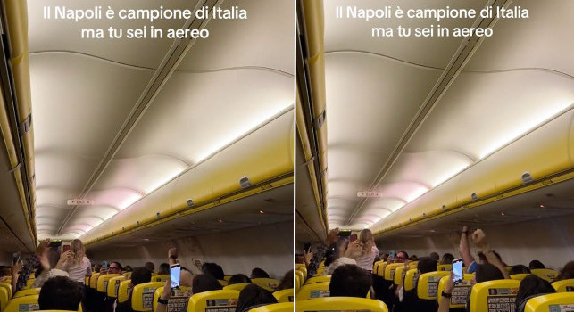 “Il Napoli è campione d’Italia”, la reazione in aereo all’annuncio dell’hostess | VIDEO