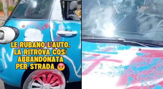 Le rubano l'auto e la ritrova così! Distrutta ed imbrattata per la festa scudetto | VIDEO