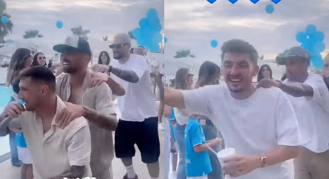 Festa scudetto Napoli, Politano guida il trenino! Anche il DS Manna si scatena | VIDEO