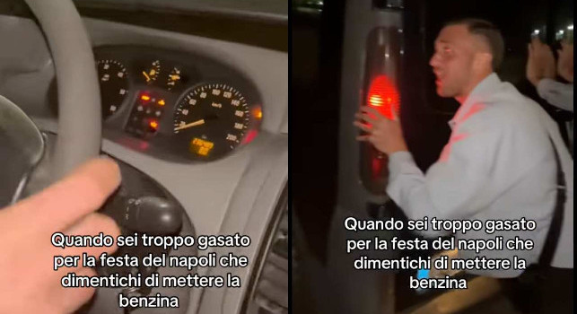 Va a festeggiare con l'auto in riserve, destino inevitabile per questo tifoso napoletano | VIDEO