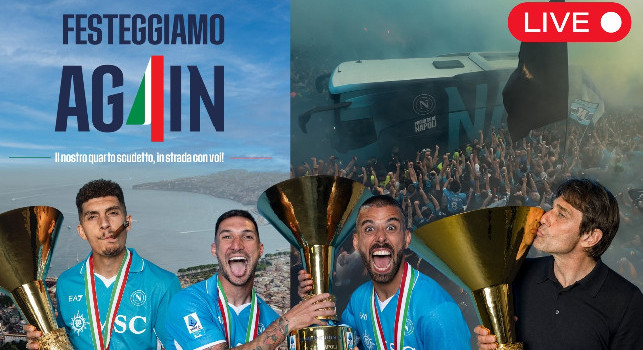 Festa Scudetto Napoli, la parata coi bus scoperti in diretta video su CalcioNapoli24 TV: live domani dalle 12!