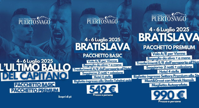 Partita d’addio Hamsik, Puertosvago ti porta a Bratislava: c’è l’opportunità di stare con Marek, ecco le offerte