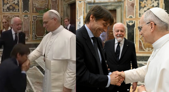 De Laurentiis al Papa: Conte è un grande, profondamente cattolico | FOTO