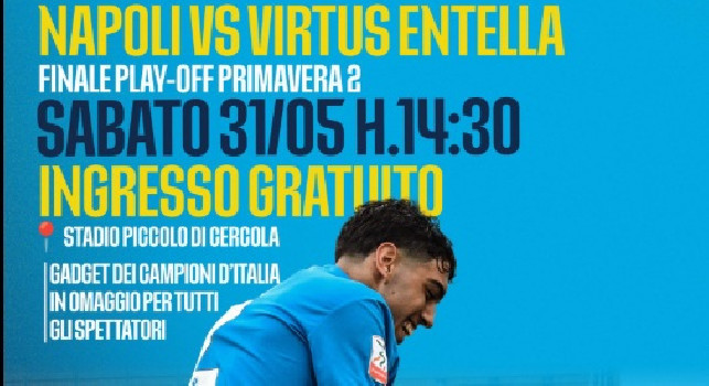 Primavera 2, finale play-off Napoli-Entella: splendida iniziativa del club, ingresso e gadget Scudetto gratuiti!
