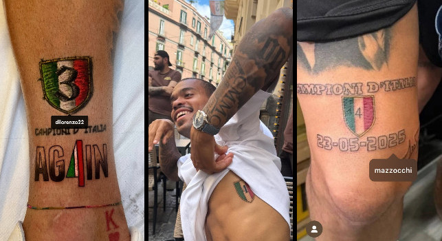 Di Lorenzo, Mazzocchi e Ngonge, tatuaggio per il 4º scudetto del Napoli! | FOTO