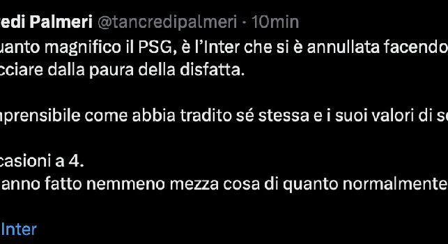 Inter umiliata in finale di Champions, la reazione di Tancredi Palmeri | FOTO