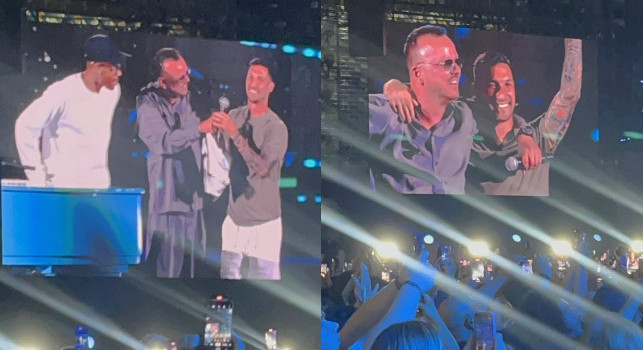 Politano e Ngonge sul palco di Gigi D'Alessio allo stadio Maradona | VIDEO