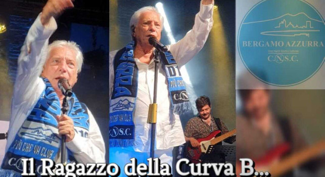 Nino D’Angelo in concerto sul palco di Piacenza con la sciarpa del Club Napoli Bergamo Azzurra | FOTO