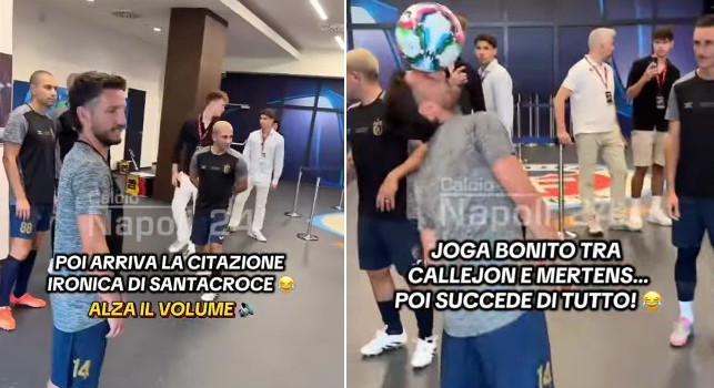 Show Mertens-Callejon, palleggi pre partita poi sfiorano il 'disastro'! | VIDEO