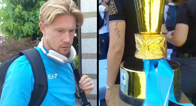 De Bruyne arriva a Dimaro: la reazione alla vista dello Scudetto | VIDEO