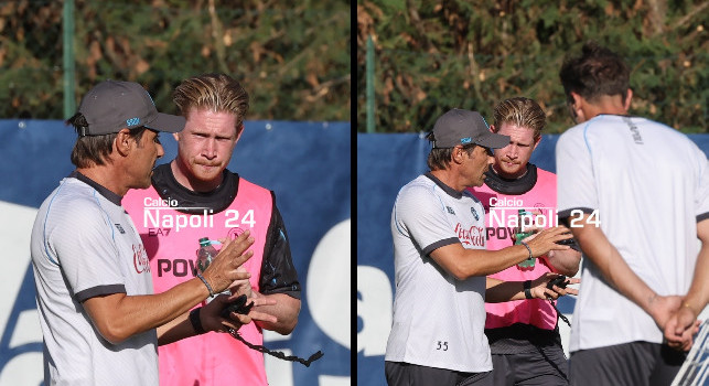 Conte-De Bruyne, il primo colloquio in campo a Dimaro | FOTO CN24
