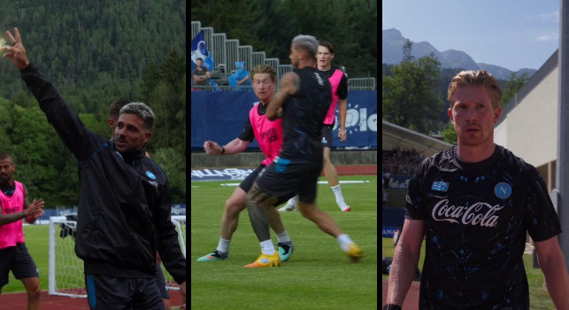 Ritiro Napoli Dimaro, highlights giorno 3: ovazione per De Bruyne e la partitella 2-0 per i rosa | VIDEO