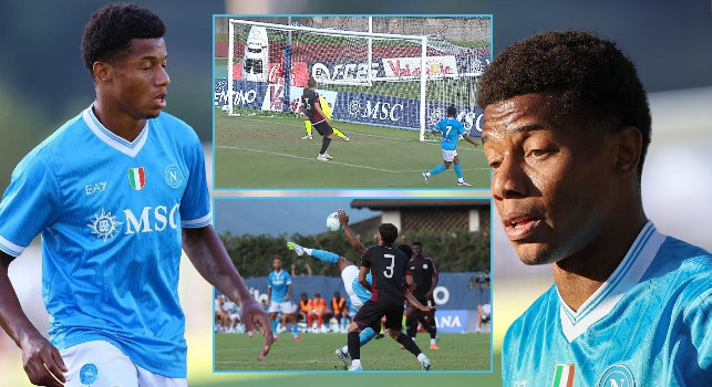 Neres-CAM, la rovesciata e il palo in Napoli-Arezzo: il brasiliano va ad un passo dal gol | VIDEO