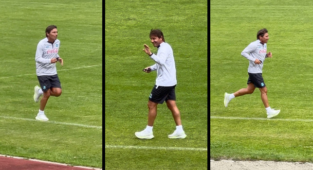 Giri di campo... anche per Conte! Il mister si allena dopo la seduta: Mister, sei il numero uno! | VIDEO CN24