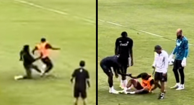 Paura per Di Lorenzo in partitella, colpo alla caviglia di Coli Saco mentre andava al tiro | VIDEO CN24