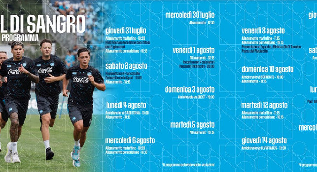 Castel di Sangro, il programma completo della SSC Napoli: 5 amichevoli e presentazione squadra