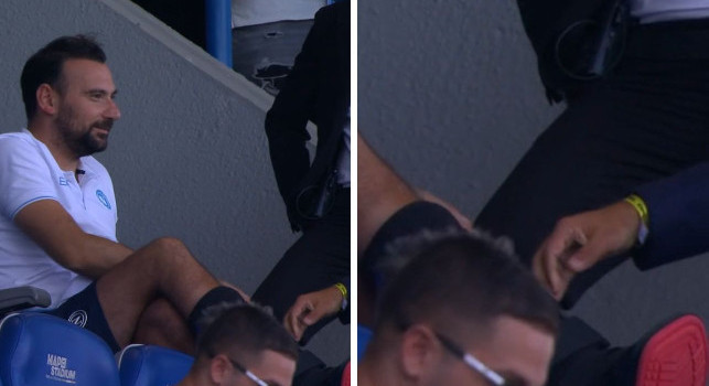 Manna in tribuna... col tutore! Vistosa protezione dopo l'operazione alla caviglia | FOTO
