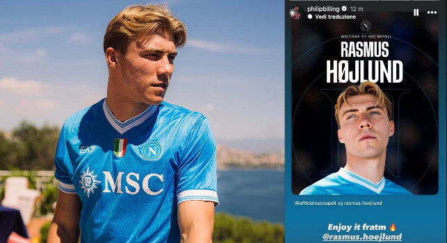 Fratm.... Hojlund al Napoli: arriva il messaggio in napoletano di Billing | FOTO