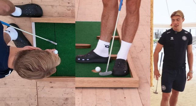 Hojlund, che risate! Sfida a minigolf nel ritiro della Danimarca | VIDEO