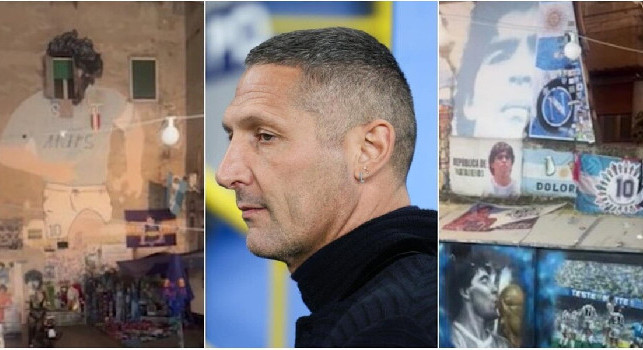 Materazzi al murales di Maradona: l'ex difensore in visita ai Quartieri Spagnoli | FOTO