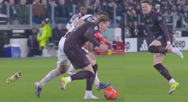 Juve-Napoli, al 5' Locatelli ferma McTominay: Scott perde la scarpetta | FOTO
