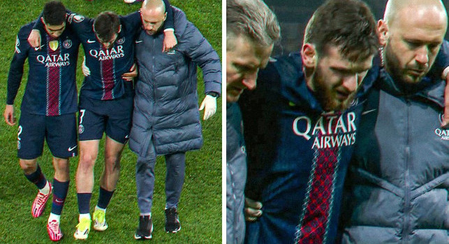 Infortunio Kvaratskhelia, esce zoppicando in lacrime durante PSG-Newcastle