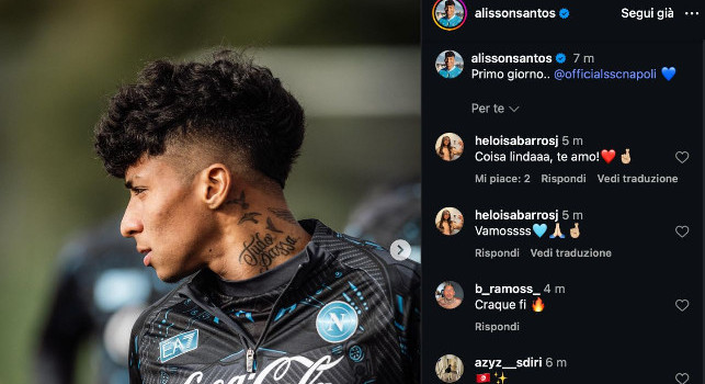 Primo giorno..., ecco il debutto di Alisson Santos a Castel Volturno | FOTO