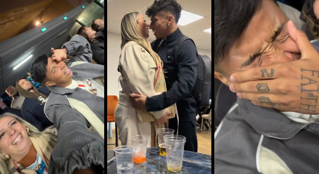 1&ordm; gol Alisson Santos col Napoli: fratello in lacrime al Maradona, abbraccio da brividi con la mamma | VIDEO