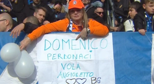 Atalanta-Napoli, spunta un cartellone per il piccolo Domenico: Perdonaci | FOTO