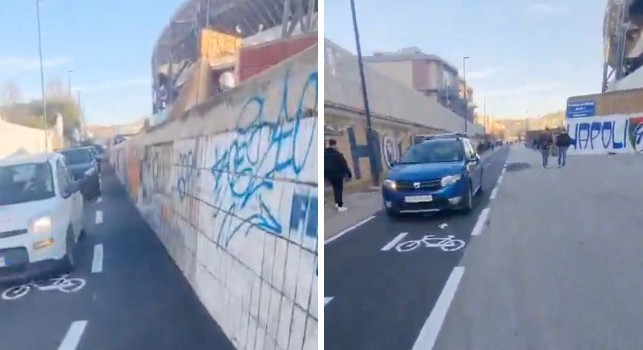 Stadio Maradona, auto sulla pista ciclabile in zona pedonale! La denuncia di Borrelli | VIDEO