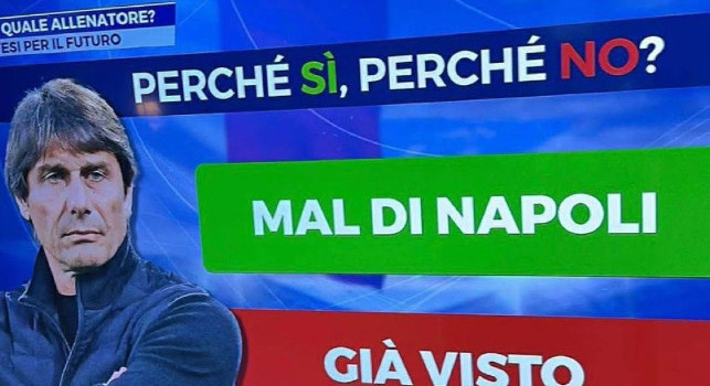 Mal di Napoli, &egrave; polemica per la grafica Mediaset su Conte | FOTO