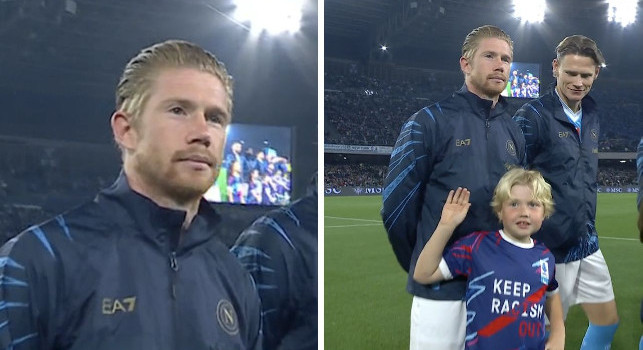 Napoli-Milan, che emozione per De Bruyne: in campo con suo figlio Rome! | FOTO