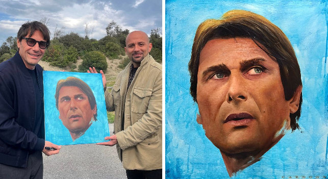 Regalo speciale per Antonio Conte: l'artista Emanuele Cardone gli dona un ritratto | FOTO