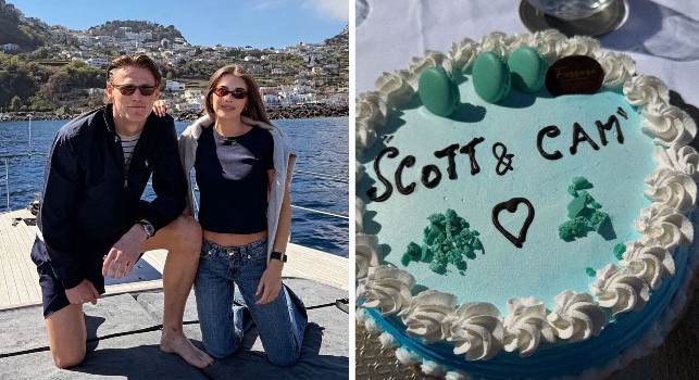 McTominay e la sua Cam in barca a Capri: torta speciale per i due sull'isola azzurra | FOTO
