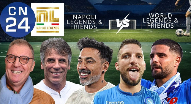 'Notte dei leoni' su CalcioNapoli24! Contenuti video, social, warm up e highlights con 60 Legends