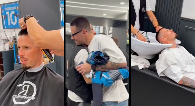 Hamsik &egrave; a Napoli, momento nostalgia dal suo storico barbiere... senza cresta | VIDEO