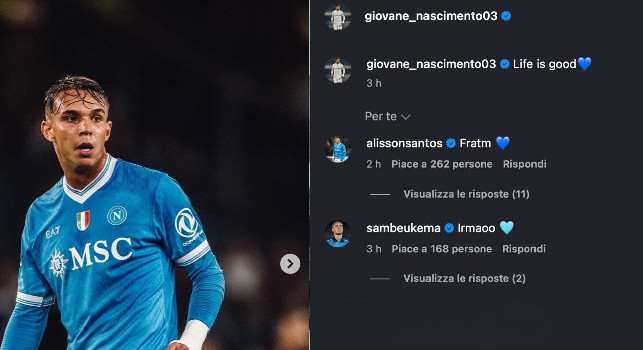 La vita &egrave; bella, scrive Giovane. E Alisson risponde in napoletano | FOTO