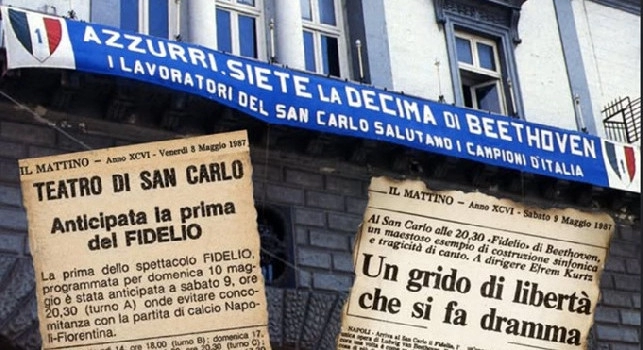 Anniversario del primo scudetto del Napoli, anche il teatro San Carlo lo celebra | FOTO