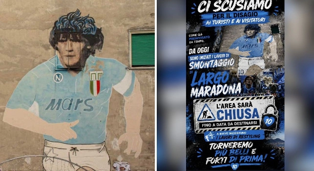 Largo Maradona chiuso a partire da oggi! Partono i lavori di restyling, l'annuncio per i turisti e i visitatori | FOTO