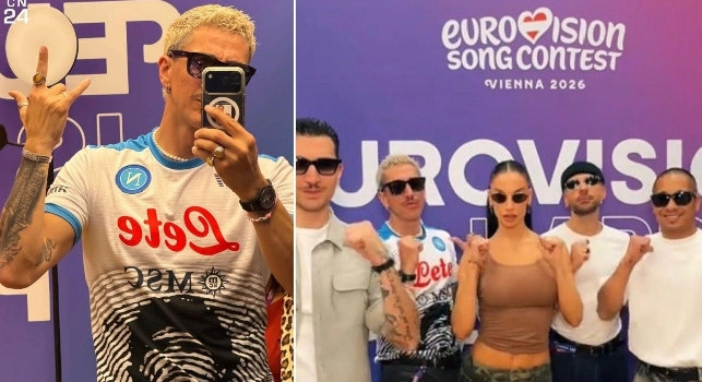 All'Eurovision arriva la maglia del Napoli dedicata a Diego: chi l'ha indossata | FOTO