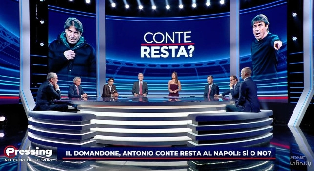 Conte resta al Napoli?, i pareri a Pressing: Non sembra felice, Occhio a Sarri