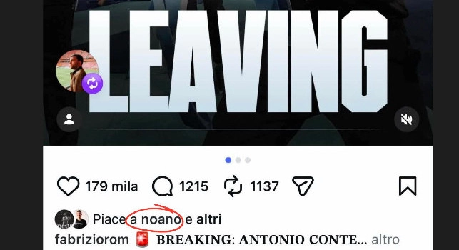 “Conte va via”, like di Noa Lang all’annuncio di Fabrizio Romano | FOTO