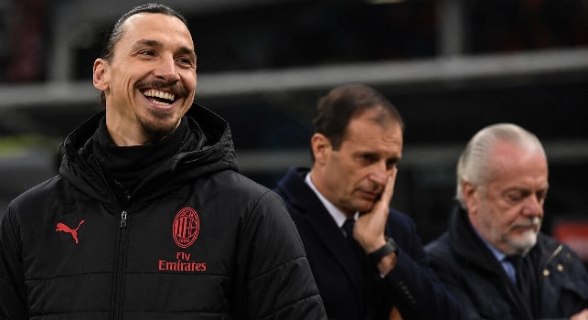 Fotomontaggio con Ibrahimovic e Allegri-De Laurentiis sullo sfondo