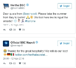 Botta e risposta tra Napoli ed Hertha Berlino: Portateci un po' di sole dall'Italia