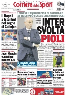 FOTO - Prima pagina CorrSport: Il Napoli ad Istanbul nel segno di Callejon