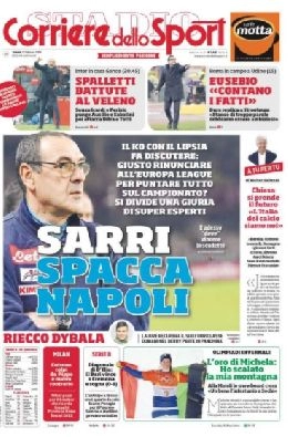 La prima pagina del CorSport: Sarri spacca Napoli. Il ko con il Lipsia fa discutere [FOTO]
